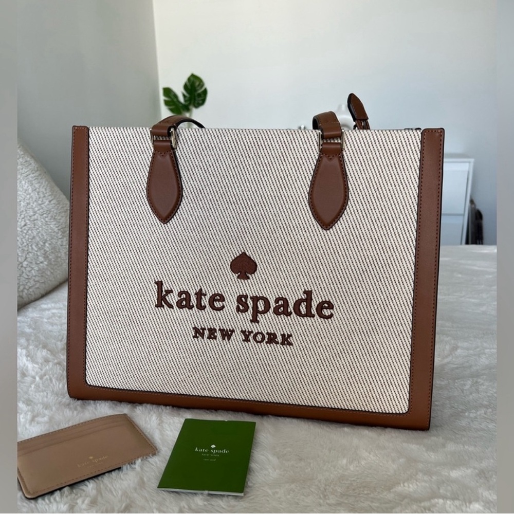 Kate Spade ♠️ canvas and leather NWT. Gorgeous tote bag.  No call outs!